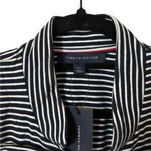 NWT Vintage Tommy Hilfiger Navy and White Striped Jacket-Large